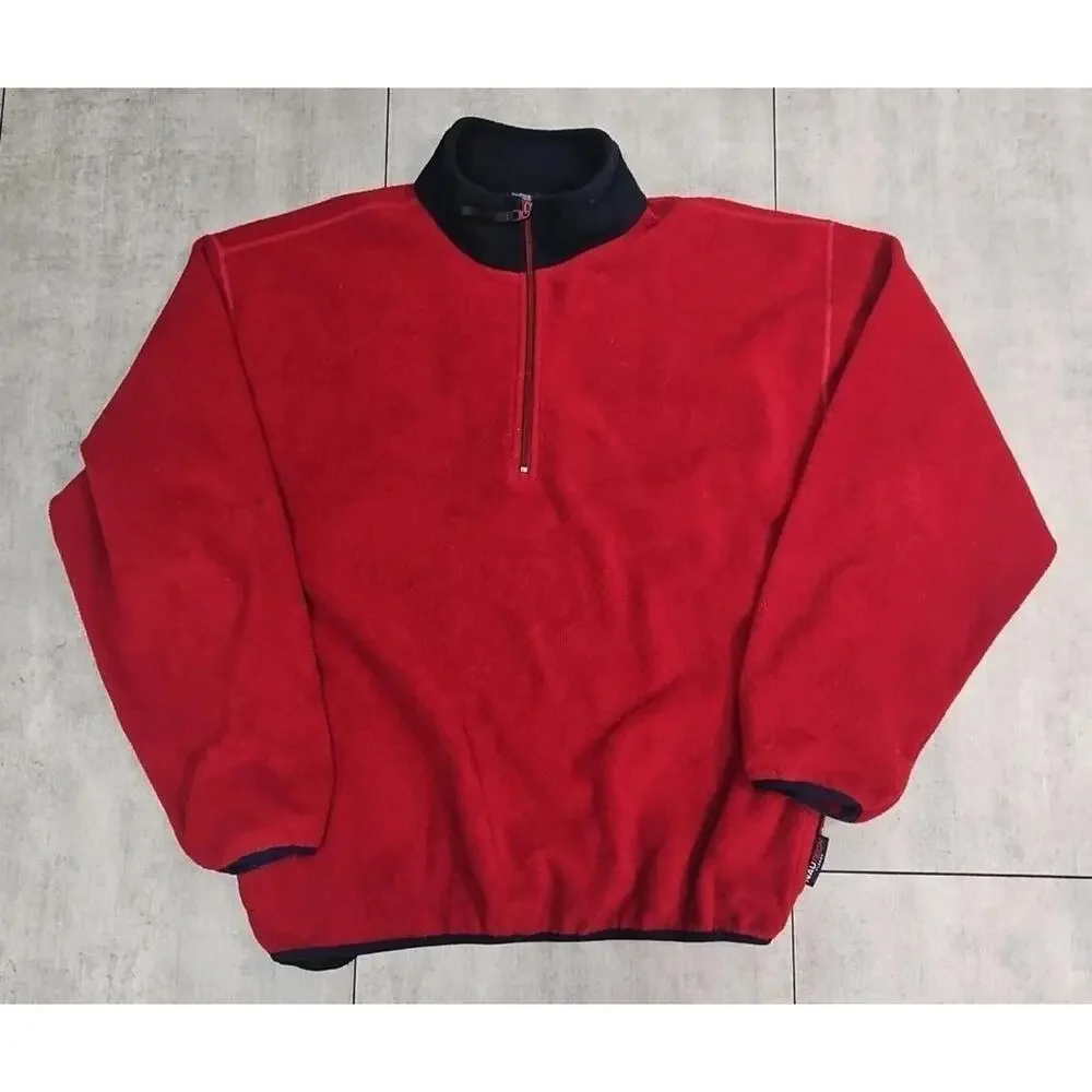Vintage Nautica Nautech Fleece Pullover Jacket XL USA‎ Red